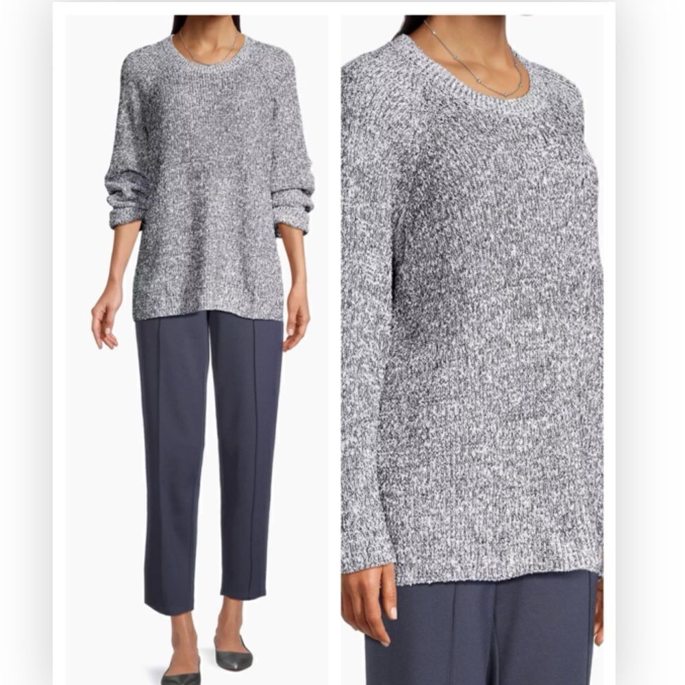 Eileen Fisher Oversized Cotton Crewneck Sweater Large NWT $298
